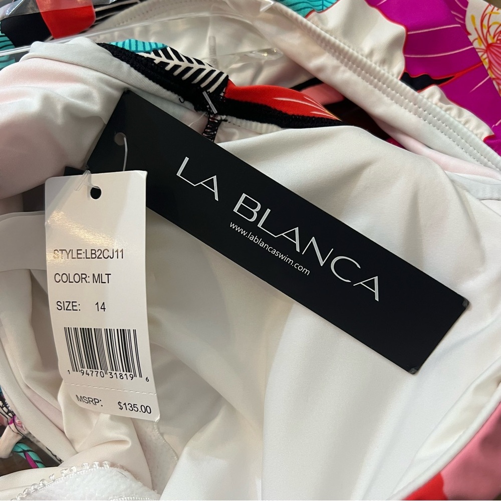 La Blanca In Full Bloom Ruffle One Piece Swimsuit Floral 14 NWT - Picture 7 of 7